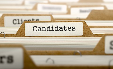 Paper filing system with 'Candidates' label
